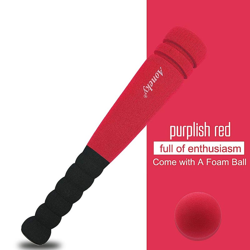 Aoneky Min Foam Baseball Bat and Ball for Toddler - Indoor Soft Super Safe T Ball Bat Toys Set for Kids Age 1 Years Old, Best Gift for Children, 11.8 inch (Red) - Image 3